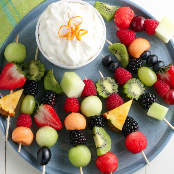 Fruit Kabobs and Fruit Dip - Around My Family Table