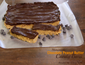 homemade chocolate peanut butter candy bars