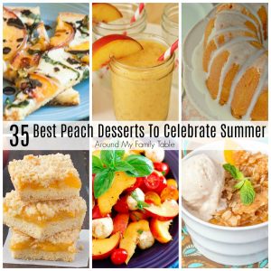 Wanna know what the Best Peach Desserts to Celebrate Summer are?  Well, I've found 35 that I think y'all are gonna love! #peaches #peachdesserts #peachrecipes