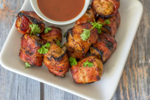 BBQ Bacon Meatball Skewers