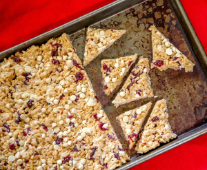 Cranberry & White Chocolate Rice Krispies Treats