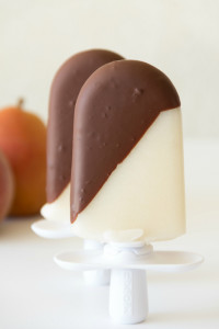 Chocolate Dipped Pear Popsicles