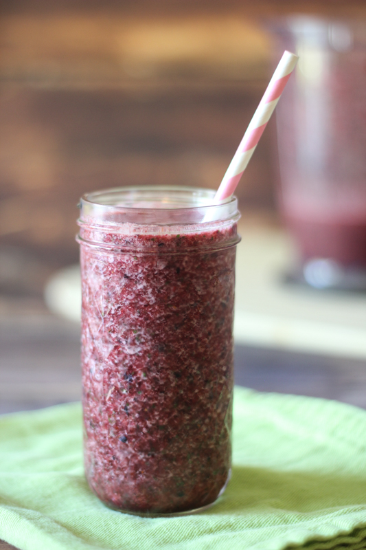 Coconut Water, Mixed Berry, and Spinach Smoothie -- AMFT