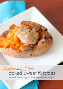 restaurant style baked sweet potato with cinnamon butter