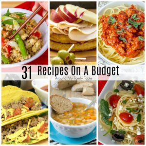 Eat healthy on a tight budget with these 31 Recipes on a Budget.  A month's worth of budget friendly recipes that you'll feel good about feeding your loved ones that won't break the bank.  