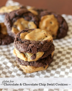 Gluten Free Chocolate & Chocolate Chip Swirl Cookies