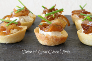 Sweet Onion and Goat Cheese Tarts are easy and delicious. They make a perfect appetizer.