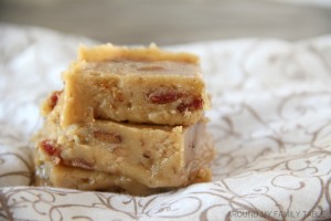 squares of homemade maple bacon fudge