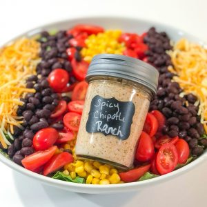 southwestern salad in a white bowl