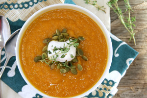 A big bowl of warm creamy Pumpkin Soup