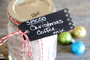 mason jar of spiced Christmas coffee mix