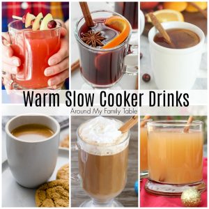 collage of drinks made in a slow cooker