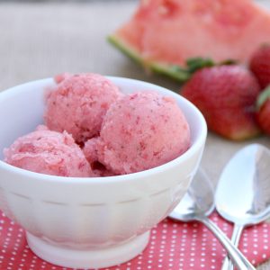 I love this easy (no ice cream machine needed) Tiger's Blood Sorbet. It's made with only 3 simple ingredients, including tons of fresh fruit!