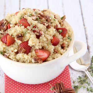 Summer side dishes should be cool and light, like this SWEET STRAWBERRY & PECAN QUINOA SALAD.