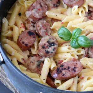 I love goat cheese and red peppers together so this Creamy Goat Cheese, Red Pepper, & Sausage Penne was a no brainer. It's absolutely divine and pure comfort food!