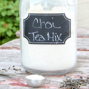 Keep a jar of Chai Tea Mix in the pantry for quick drinks. It makes a nice gift for the holidays, housewarming, or whenever you need to throw together an easy gift.