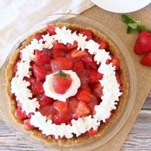 EASY STRAWBERRY PIE topped with whipped cream