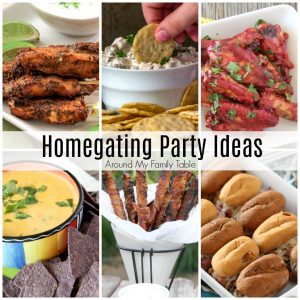 collage of delicious homegating party ideas and food