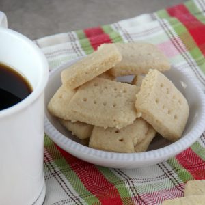 These gluten free Almond Shortbread Cookies are tender and perfect with a cup of coffee.