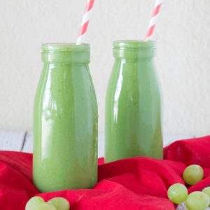 Blend up these Green Monster Smoothies for a cool afternoon snack; they are filled spinach and protein but sweetened with fruit so that even the pickiest eaters will love it.