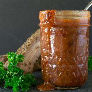 homemade bbq sauce in a mason jar