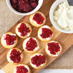 Make these simple and delicious Ritz cracker cranberry cream cheese appetizers, perfect for holiday parties and family get togethers.